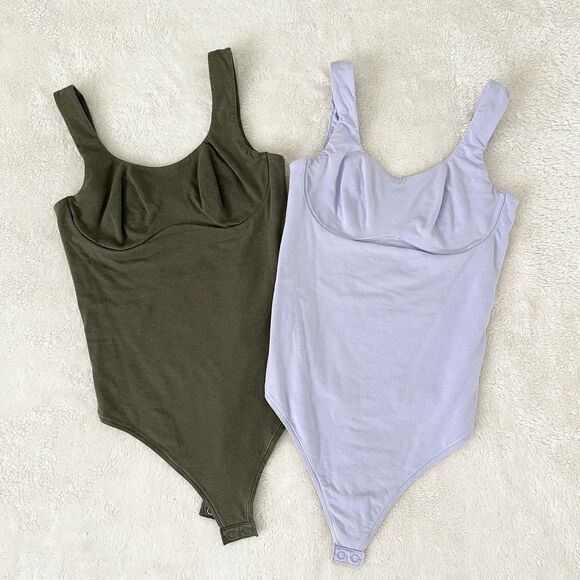 Victorias Secret Pink Bodysuit Tops Bundle Size S Sleeveless Lavender Olive 2X1 - Picture 13 of 13